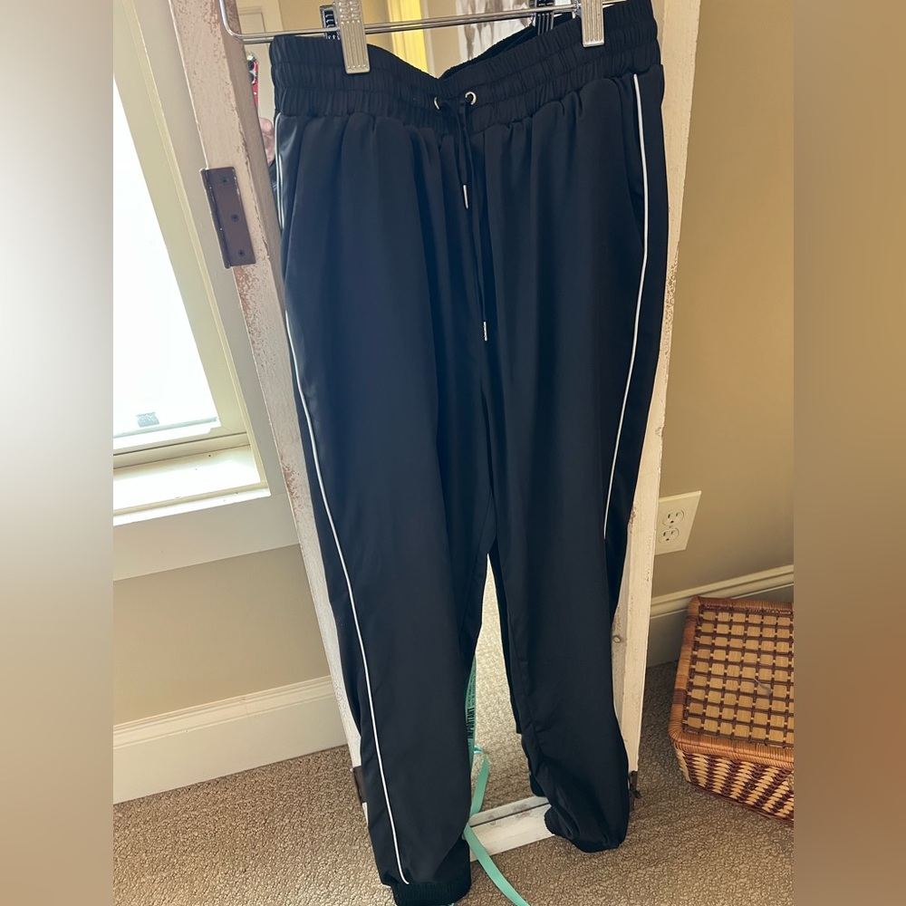 Mistress Rocks black silky joggers size small